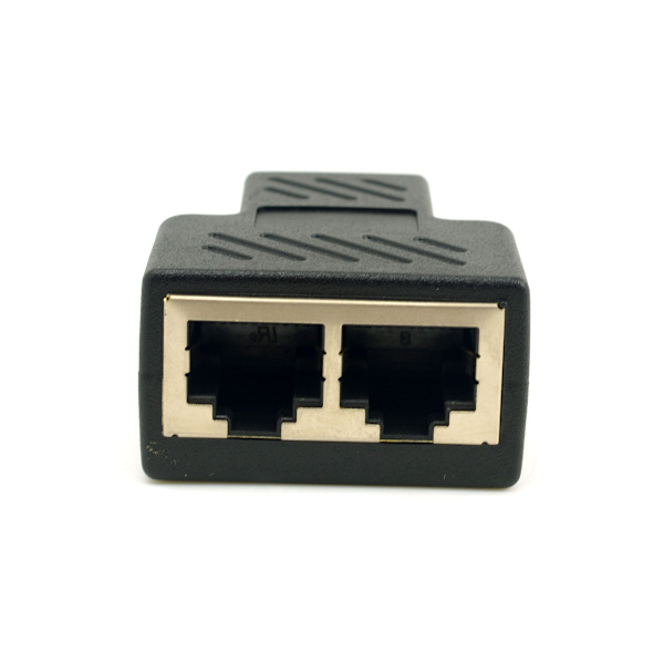 CAT6 RJ45 netværks-T-hoved netværkskabelsforlænger en til to split