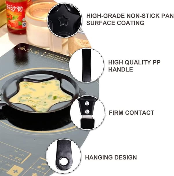 Mini Omelett, 3 stk Mini Stekepanne med Non-Stick Belegg, Non-Stick Mini Stekepanne