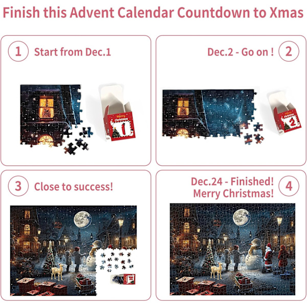 Adventskalender 2023 Julepuslespil - Julenat med Sne