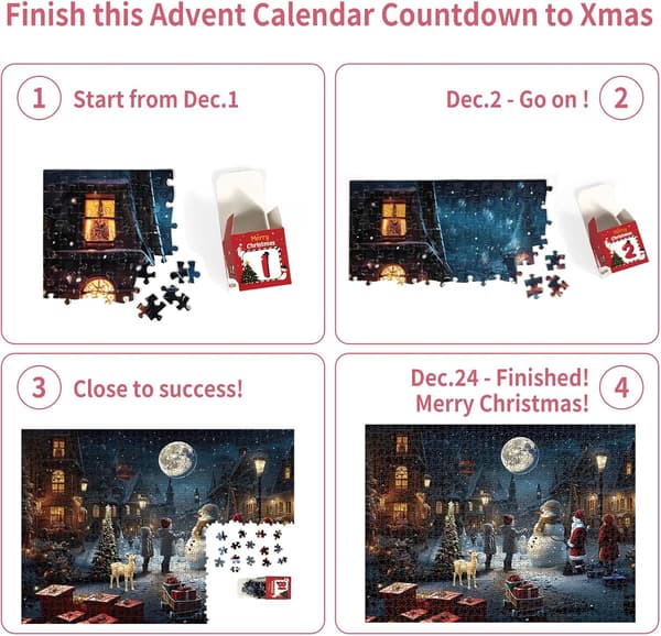 Adventskalender 2023 Julepuslespill Juleromantikk Snø