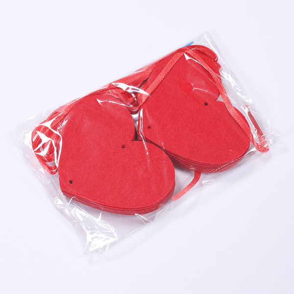 10 röda filtkransar hängande snöre hjärtformade - ingen DIY hem av