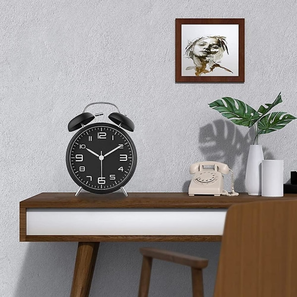 Väckarklocka, Analog Väckarklocka, 4 Tums Dubbelklocka Väckarklocka