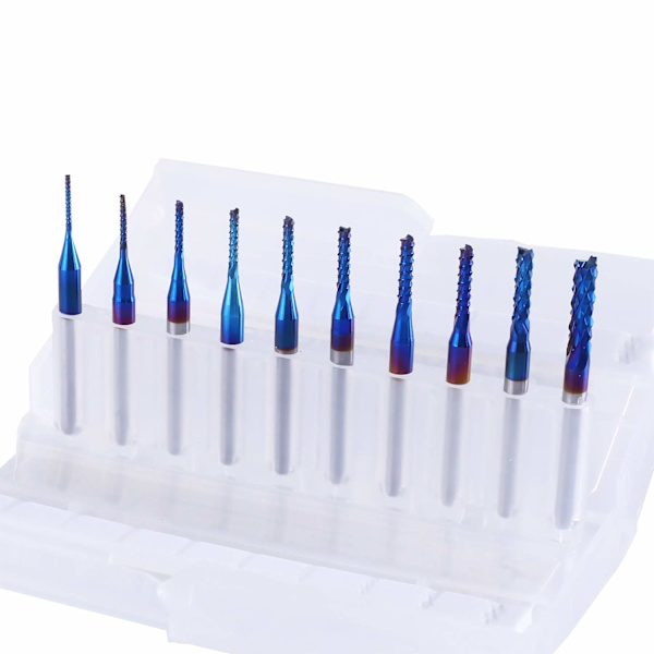Genmitsu Nano Blå Belagt End Mill CNC Fræser Bits, 0,8-3mm, 1/8\"