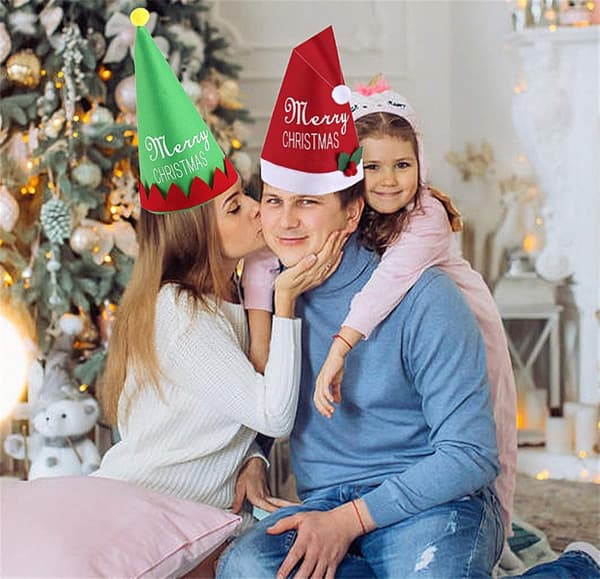 Julehattdekorasjon med snøflak - tykk julehatt 2022