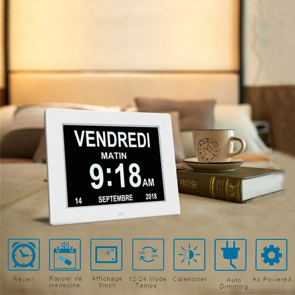 8\" LCD Digital Kalenderur med Dato, Kalenderur med Dato