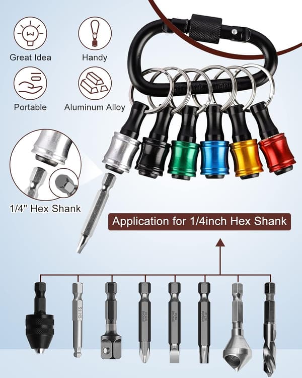 Bitsskaft Adapter, 6 stycken 1/4 tum Hexskaft Skruvmejselbit Hållare