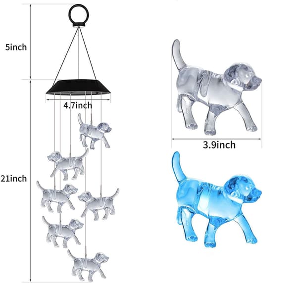 Solcelled Krystal Vindklokker til Udendørs Hund