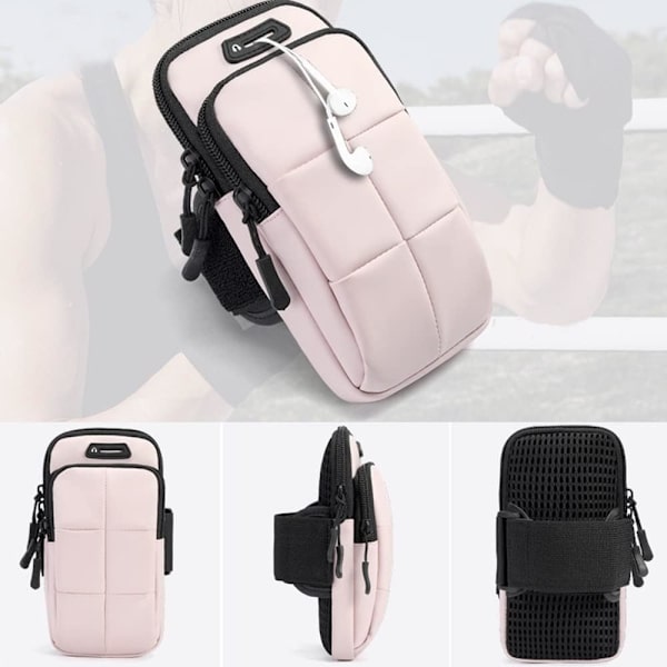 （Rosa）Armbåndsveske, Treningsarmbåndsholder, Justerbar Arm