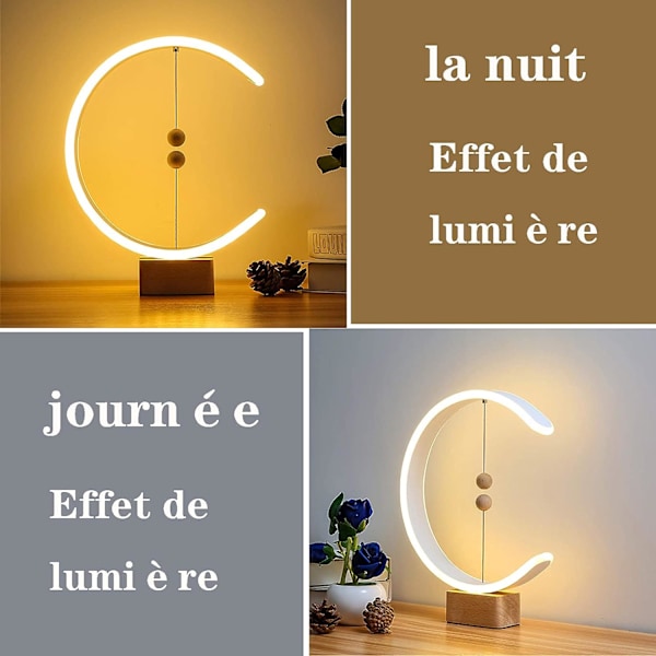 Moderne skrivebordslampe i tre, lampe med konstant balanse og magnetisk kule S