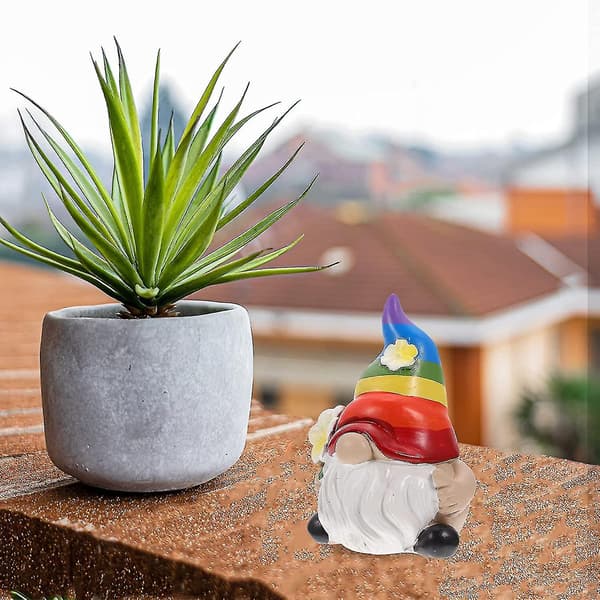 Regnbågstomte Trädgårdsstaty Skandinavisk Tomte Nisse Statyett DXGHC