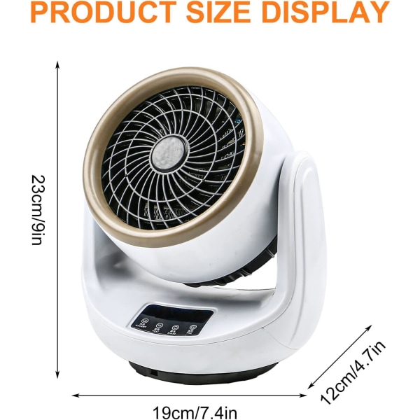 Varmevifte, 1500W energisparende minivifte, med 3 effektnivåer, berøringsbetjening og fjernkontroll