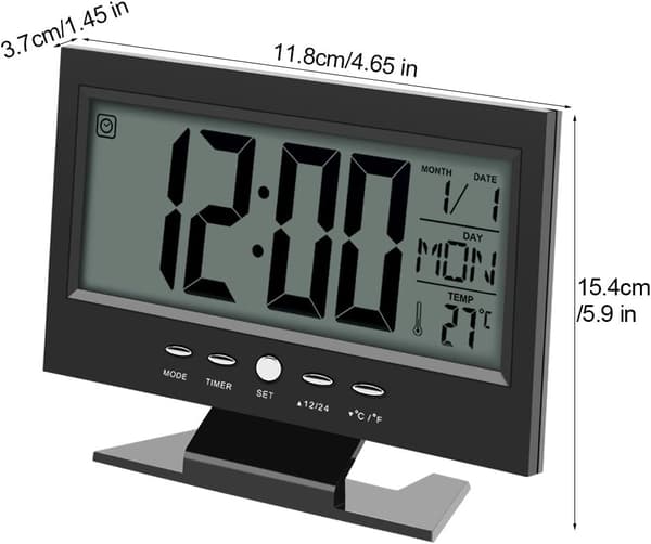 Digital Ur & Kalender Bordvækkeur med Smart Natlys