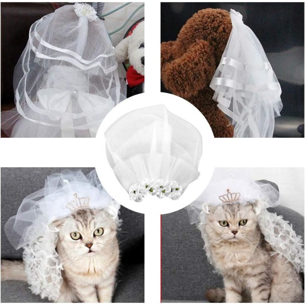 Bröllopsslöja för husdjur, katt och hund, blomsterhuvudbonad, huvudbonad, hundbröllop DXGHC