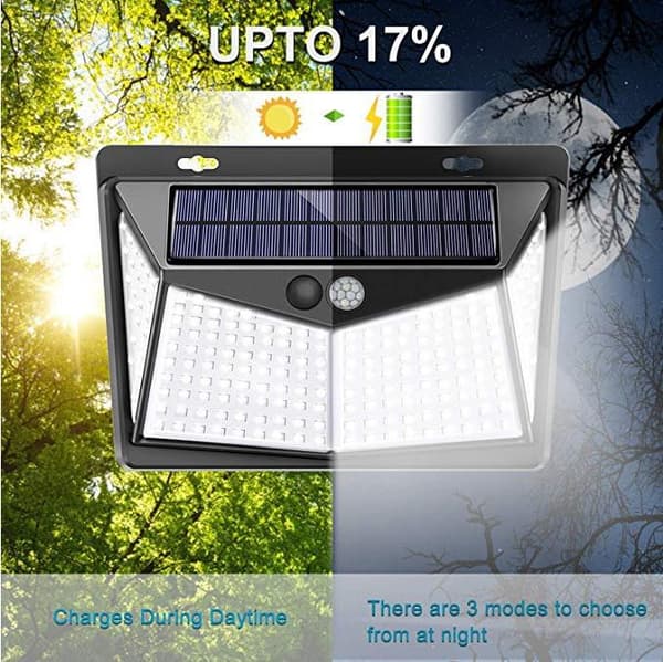 Solcellelys Udendørs, 208 LED Udendørs LED-Overlysspot Motion S