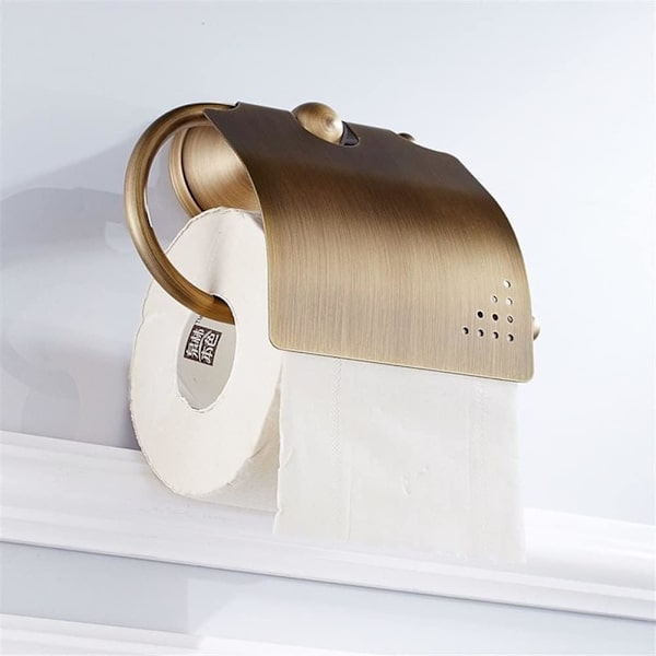 Toalettpappershållare Guldbrons Toalettpappershållare, Antik Pappersrullsställ, Retro Mässing Badrum WC Vävpapper, Handduk