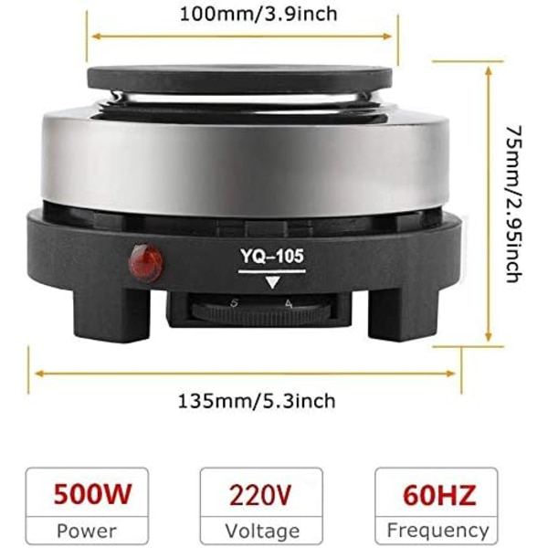 220V 500W Mini Elektrisk Griddle, Bärbar Värmeplatta, Elektrisk