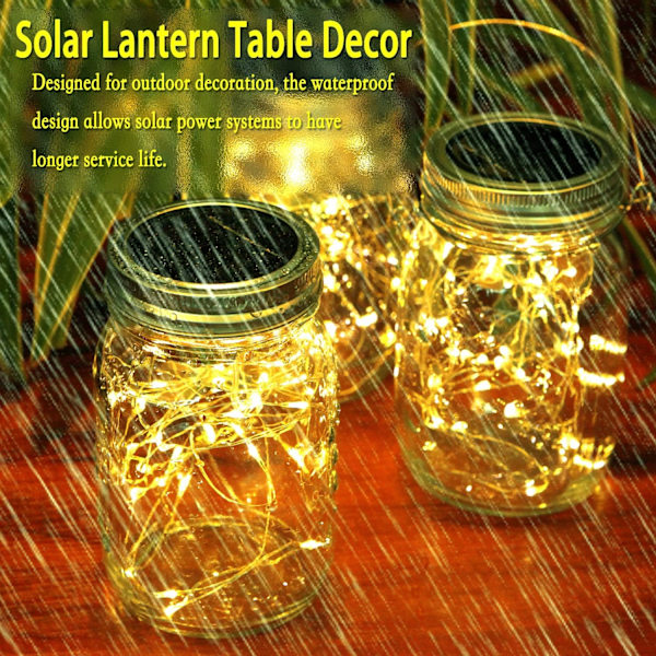 4 Pak Udendørs Solcellelamper 30LED Mason Jar Lys Solenergi