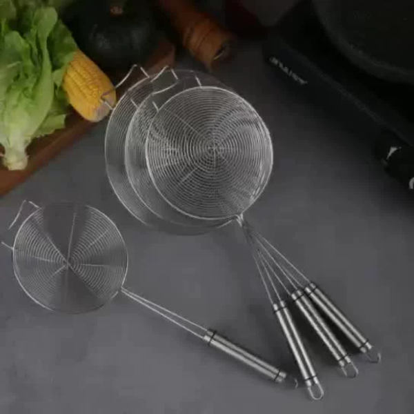 Sil Colander i Rostfritt Stål 304, Djup Fritös Sil Hängare,