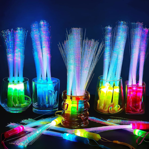 12 stk LED Fiberoptiske Pinner 7 Farger Lysende Fiberoptiske Pinner