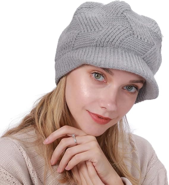 Varm vintermössa för kvinnor, stickad slouchy beanie med