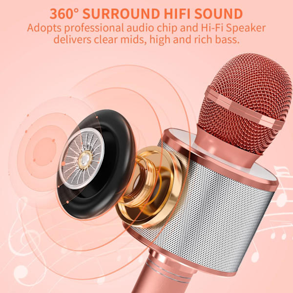 Barnemikrofon, trådløs Bluetooth karaoke-mikrofon for voksne