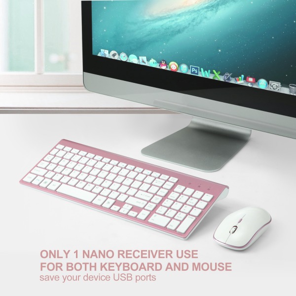 USB trådlöst tangentbord och mus set ultratunna tysta skrivbord inte
