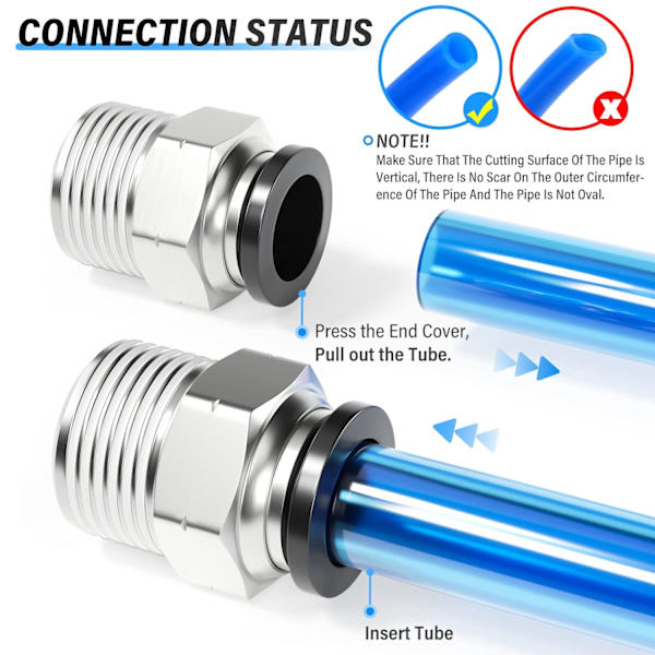 10 kpl Pneumatiset Uros-liittimet PC1/2 R04 Kierteellä Push-In Yhteydellä