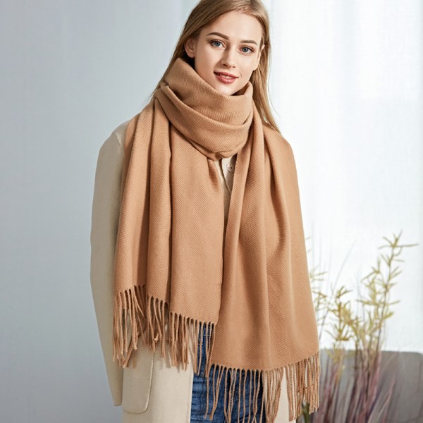 Wool Scarf Women's Winter Cashmere Solid Water Ripple Versatil