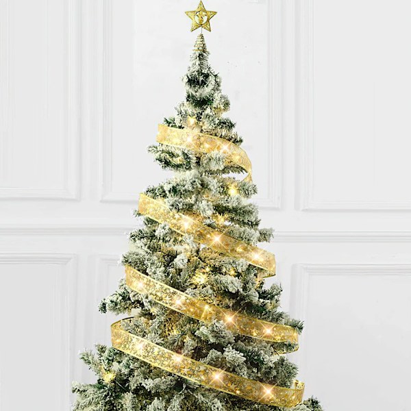 Gyldne julebåndslys, 10 meter, 100 LED-lys