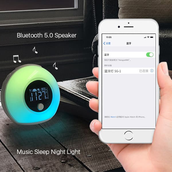 LED-tunnelmaavalaisin Bluetooth-kaiutin herätyskello, yövalo a