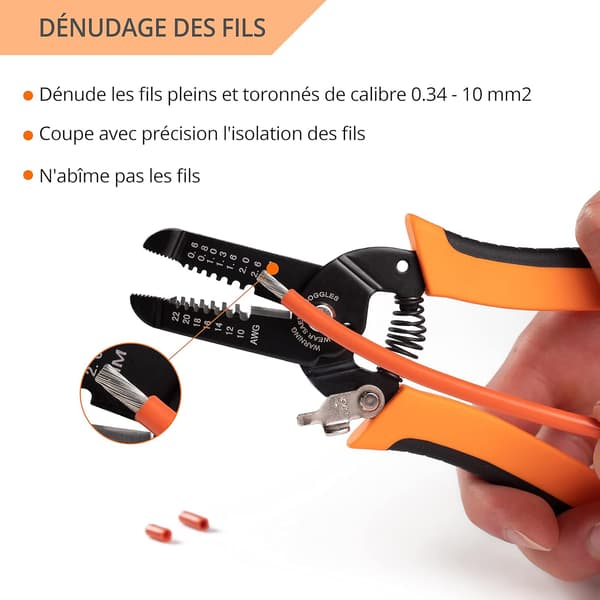 Wire Stripper og Cutter - Strippingverktøy for 22-10 AWG Solid og