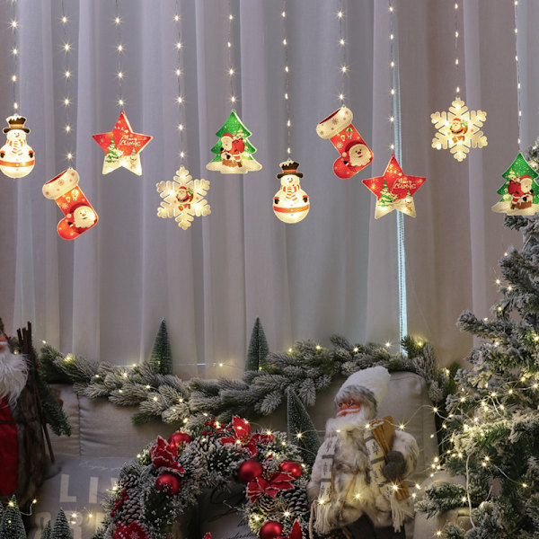 LED Julelysstreng USB Snømann Snøflak Vindudekorasjon