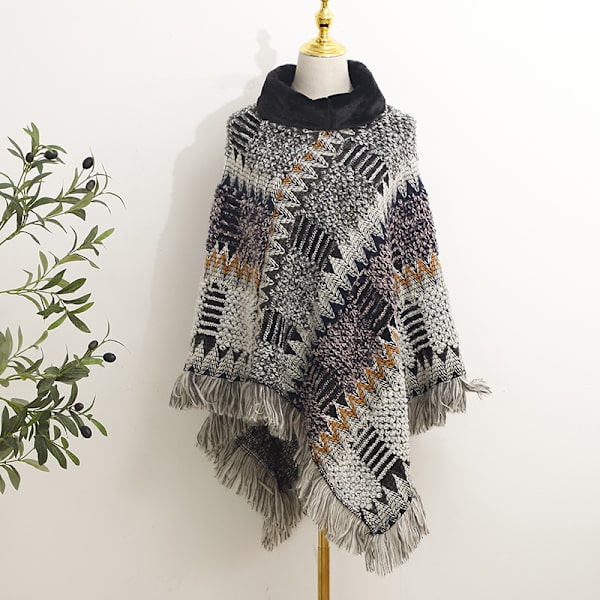 Vinter national stil sjal Bohemisk stickad sjal hög hals  DXGHC