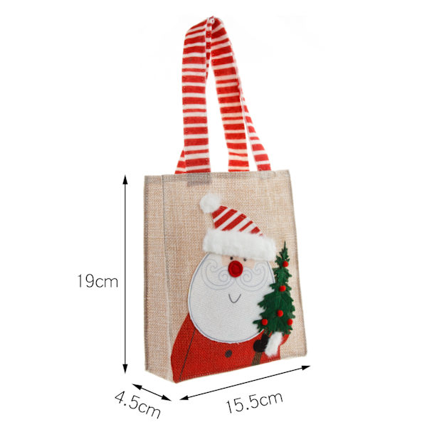 2 st bärbara julklappspåsar i canvas med gammal tecknad snöman