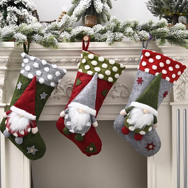 3-pack julstrumpor presentpåse juldekorationer barn