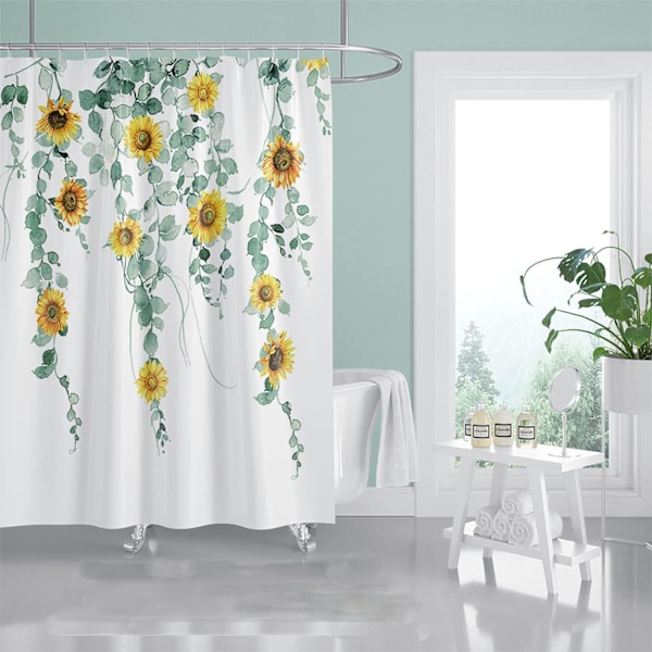Dewenwils Polyester Digitaltryck Duschdraperi Blad Patte DXGHC