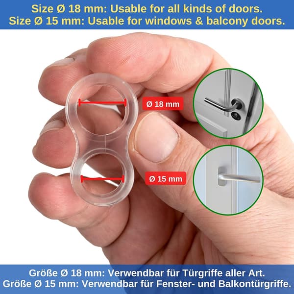 Dør- og vinduesgrebsstop, 6 stk., Transparent, Ringe med Ø