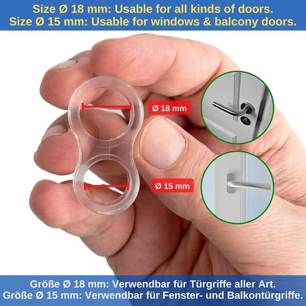Dør- og vindus håndtakstoppere, 6 stk, Transparent, Ringer med Ø