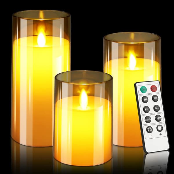 3-pack batteridrivna flimmerlösa ljus (D: 7,6 cm x