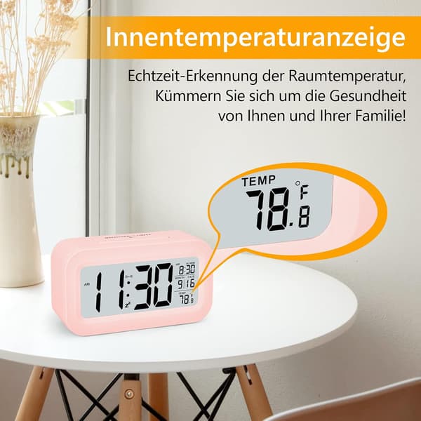 Väckarklocka, Liten Digital Väckarklocka, 5,1\" LCD-Skärm med USB