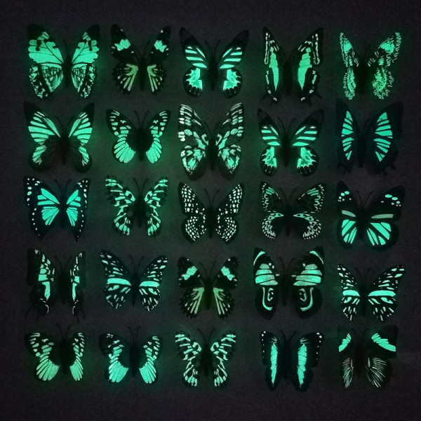 100 konstgjorda självlysande fjärilar pvc plast fjärilar barn