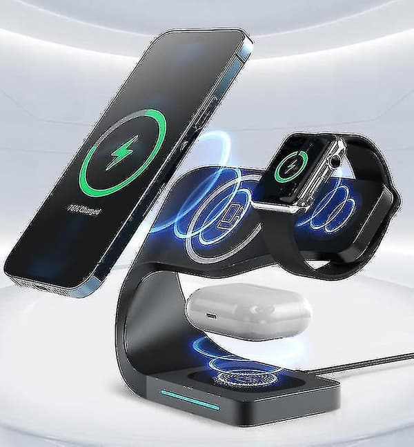 （Valkoinen）4-in-1 Langaton Latausasema Apple-sarjan iPhonelle