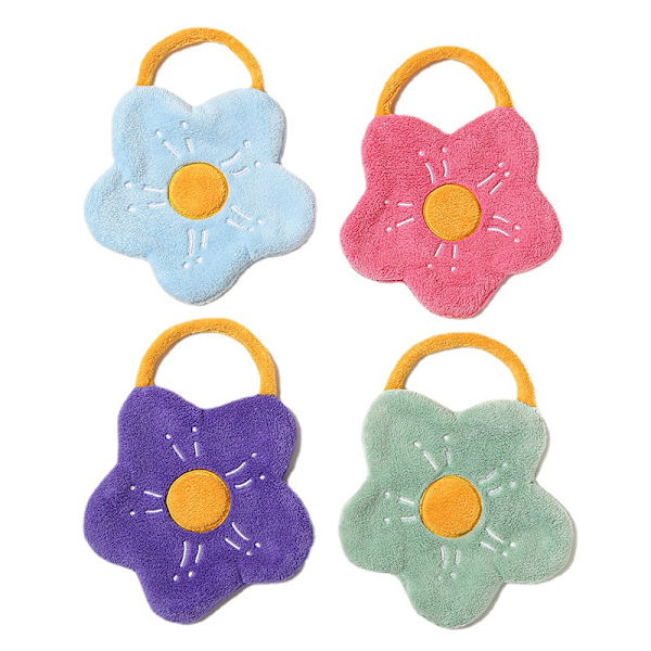 4 tykke koralfløjlsscarfholdere, kreative tegnefilm blomster