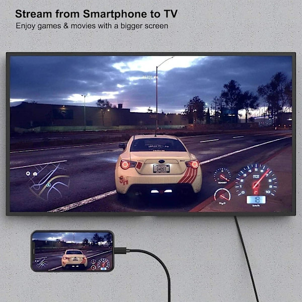 USB-C til HDMI kabel 4K 60Hz - 1,8 meter Sort