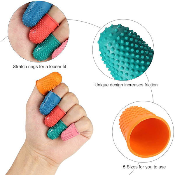 Gummifingertæpper Fingerbeskyttelse Anti-Slip Fingerdæksel 20 stk Finger