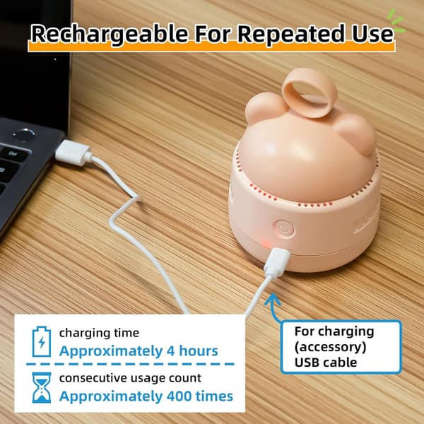 Mini Stasjonær Støvsuger med USB-Lading, Rengjøringsbørste DXGHC