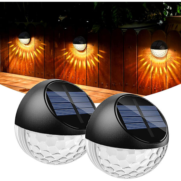 Solcellsdriven LED-vägglampa för utomhus, vattentät IP65, varmt vitt ljus