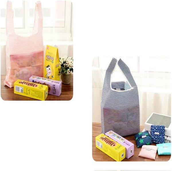 4 stk Gjenbrukbare Foldbare Handleposer, Miljøvennlig Foldbar Tote
