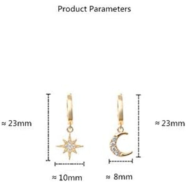 Kristallmåne- och stjärnhängande hoopsmycken för kvinnor och tonårsflickor med