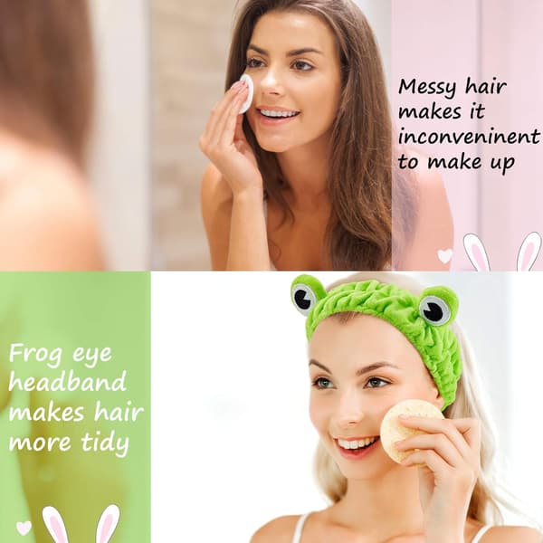 4-delt frø ansigtsvask hårbånd eventyrlig sød makeup plys elastisk